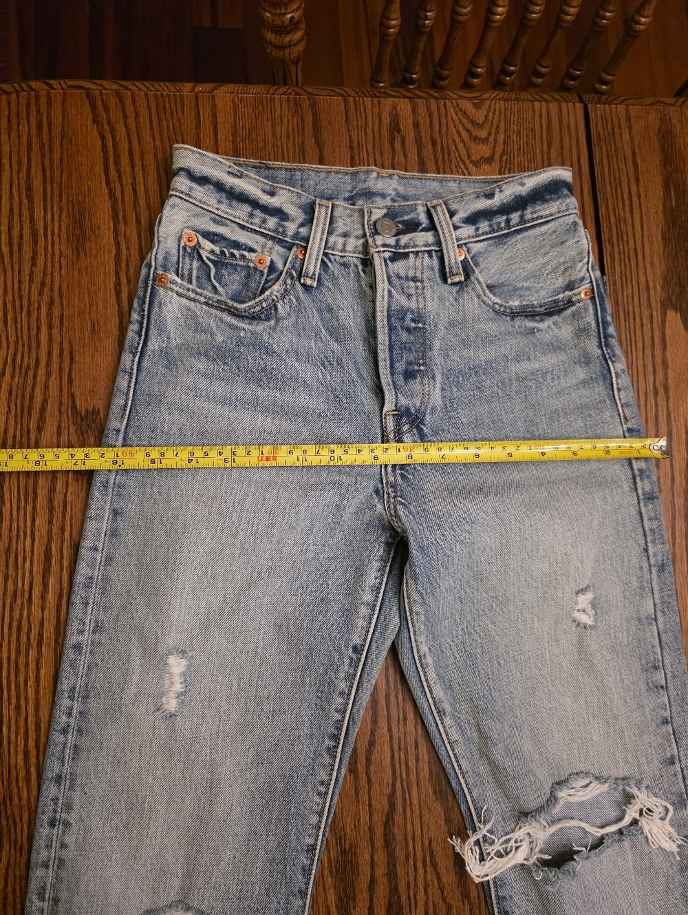 Levis 501 Cigarette Jeans Womens 24 00 Button Fly Rigid Frayed Cropped Ankle - Picture 10 of 15
